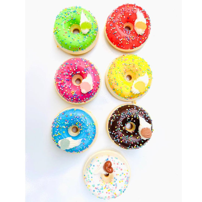 Wonderland Set of 7 Colorful Artificial Glazed Donuts with Sprinkles | Realistic Display Props| Fake Food Donuts for Décor, Bakery Display