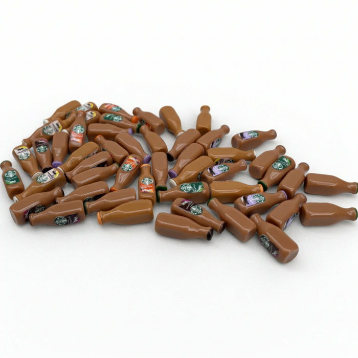 Wonderland 20-Piece Miniature Iced Coffee Bottle Set – Tiny Resin Drink Charms for Dollhouses, DIY Crafts, and Jewelry Making