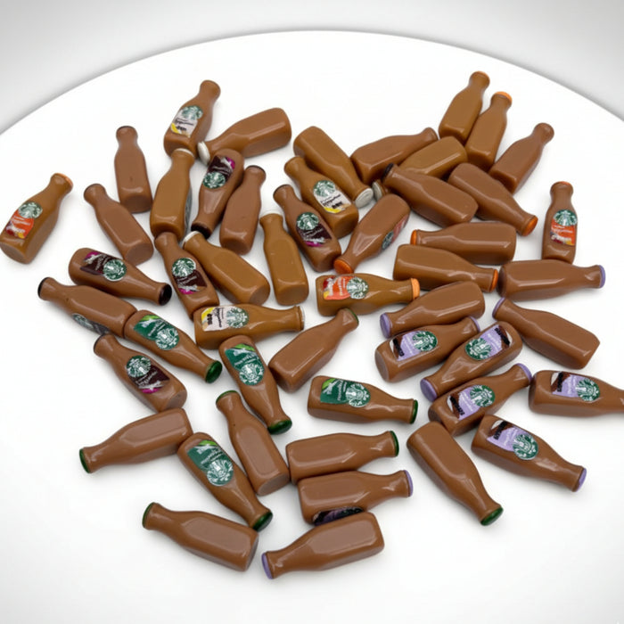 Wonderland 20-Piece Miniature Iced Coffee Bottle Set – Tiny Resin Drink Charms for Dollhouses, DIY Crafts, and Jewelry Making