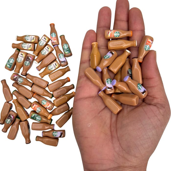 Wonderland 20-Piece Miniature Iced Coffee Bottle Set – Tiny Resin Drink Charms for Dollhouses, DIY Crafts, and Jewelry Making