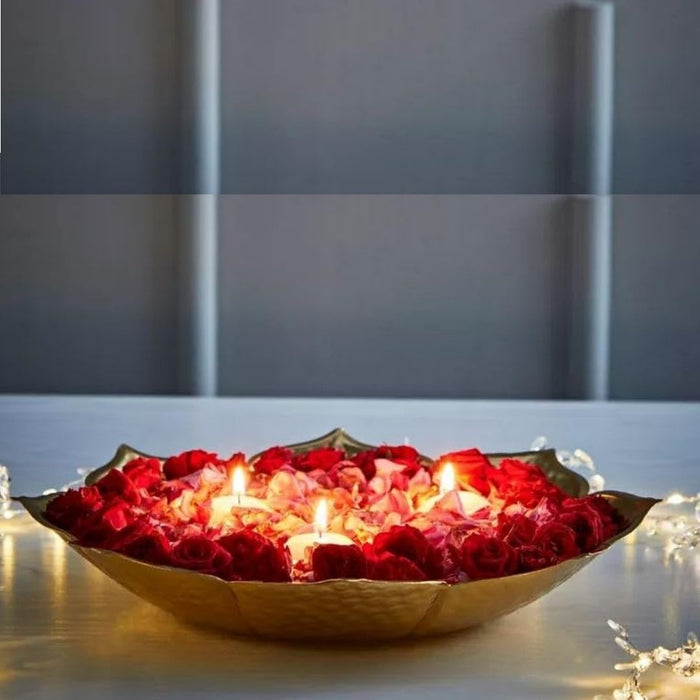 Wonderland Gold Finish 8 inch  Lotus Flower Shaped Decorative Tray/Plate