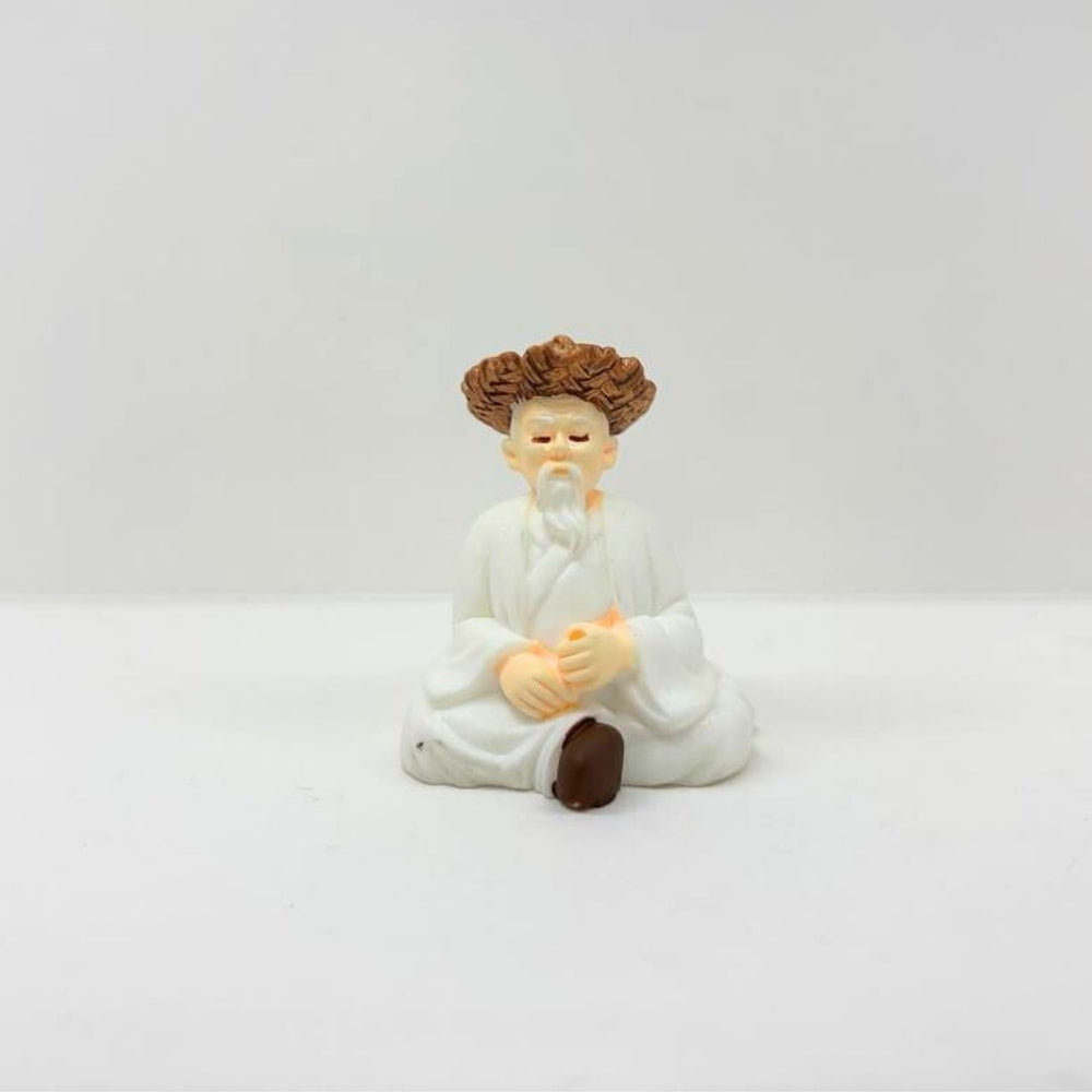 Zen Monk Miniature in White Robe for Diorama, Desktop, or Shelf