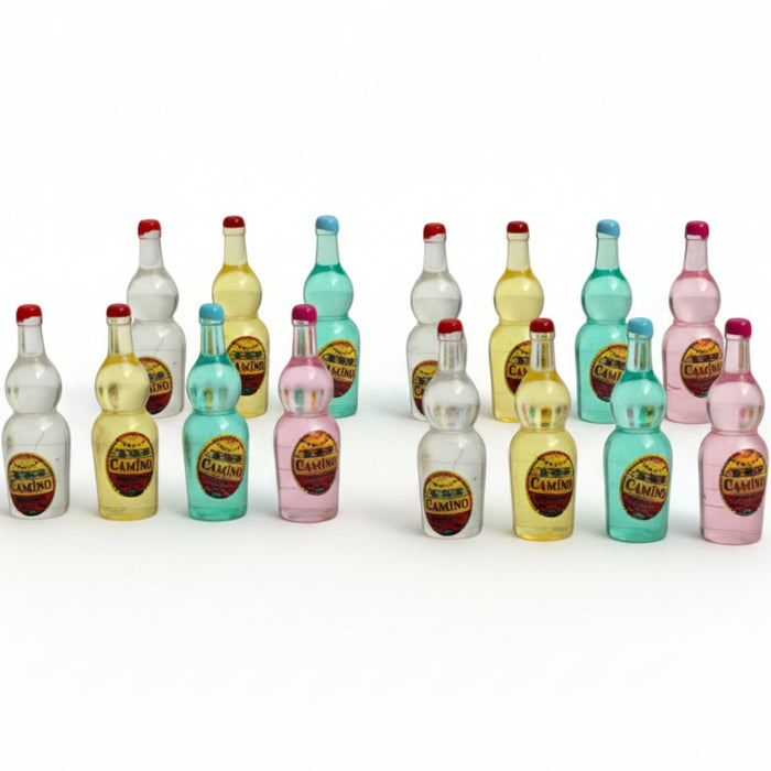 Wonderland 20-Piece Mixed Miniature  Beverage Bottle Set – Colorful Resin Drink Charms for Dollhouses, DIY Crafts, and Jewelry Making