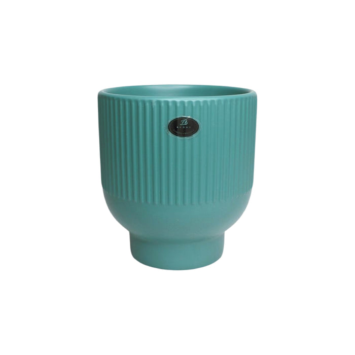 Wonderland blue fluted ceramic pots for real plants