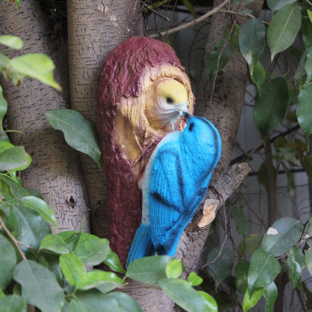 Set of 2 (Combo) Robin on Tree wall decoration and Bird Feeder statue
