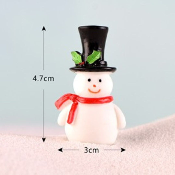 Wonderland Christmas Miniature Figurines Set of 3 - Cute Snowman, Reindeer, and Santa Snowman - Holiday Resin Micro Ornaments for DIY Fairy Gardens, Dollhouse, or Tabletop Decor