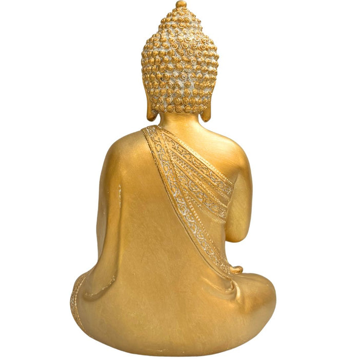 Wonderland Premium Golden Buddha Statue for Home Decor and Gifting | Decorative Showpiece for Living Room, Office, and Puja Room | Elegant Meditating Idol (Gold Finish)