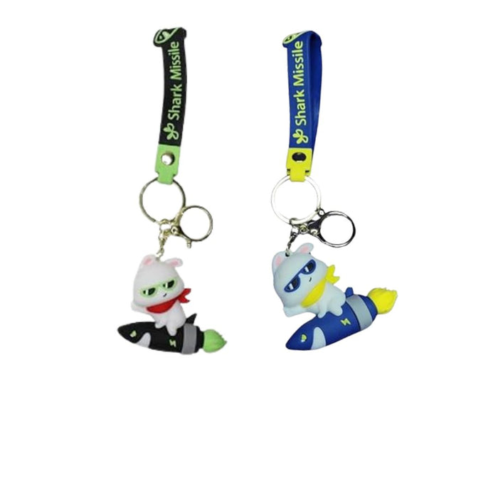 Wonderland Kawaii style ( set of 2) Rocket Bunny Keychains with Holder Accessories, Backpack Car Key Chain for Boy Girl