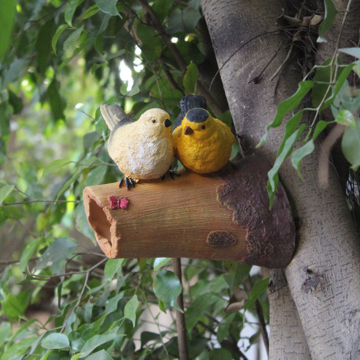 Wonderland Set of 2 (Combo) Two Birds on Branch wall decoration and Bird on tyre planter for home, garden, balcony, terrace decoration