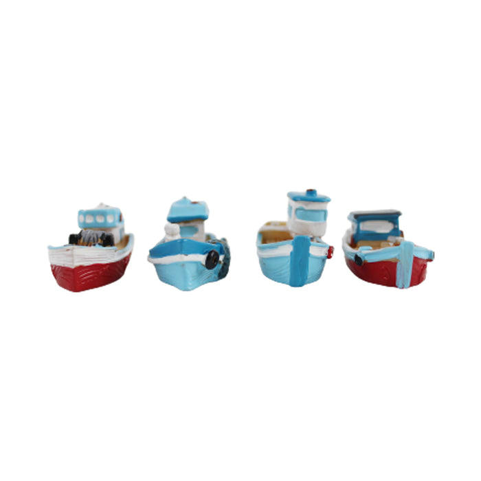 Wonderland Miniature Resin Motor Boat (Set of 4)|Garden Miniatures| Garden tray garden figurine