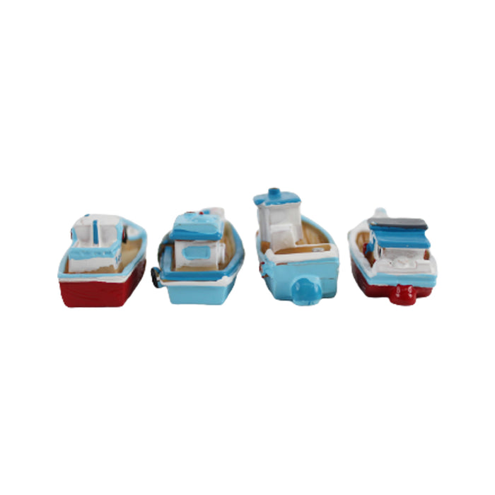 Wonderland Miniature Resin Motor Boat (Set of 4)|Garden Miniatures| Garden tray garden figurine