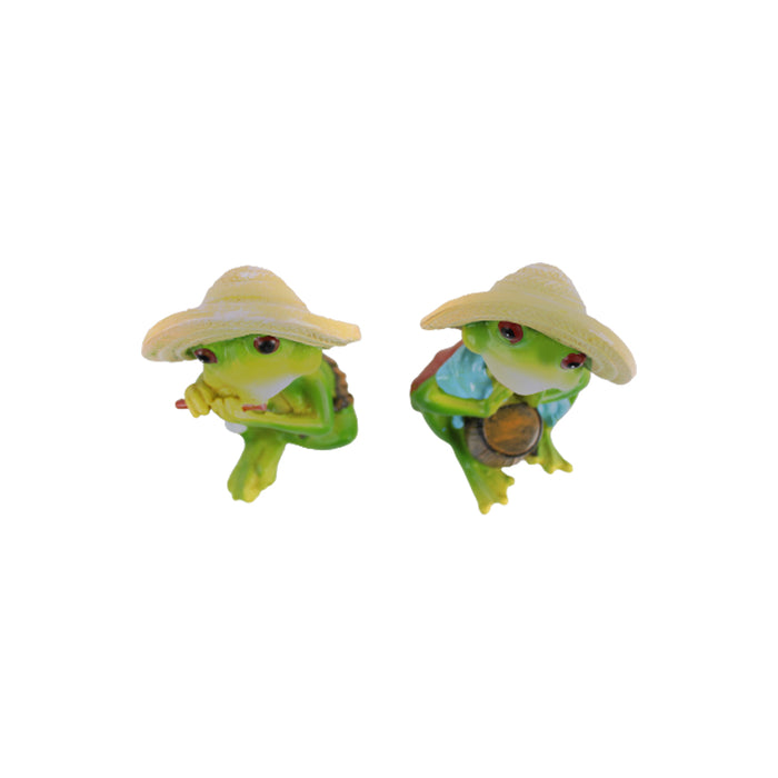 Wonderland( Pack of 2 Resin Musical Small Frog Figurine