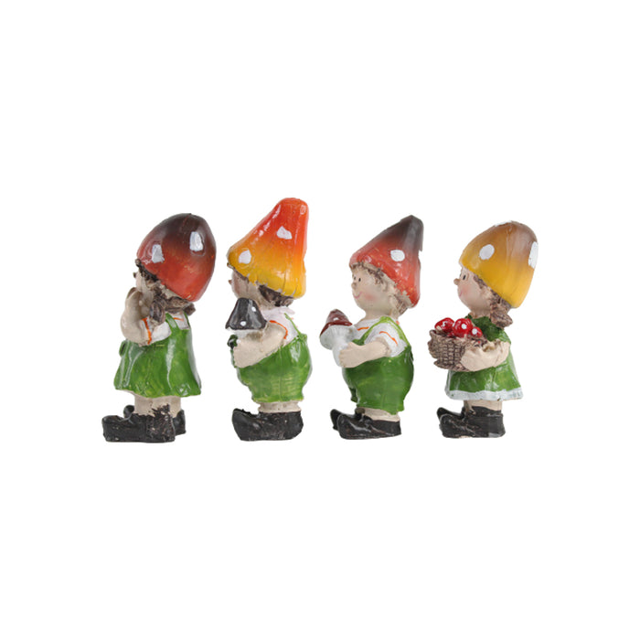 Wonderland ( set of 4) Mushroom  Gnomes children figurine