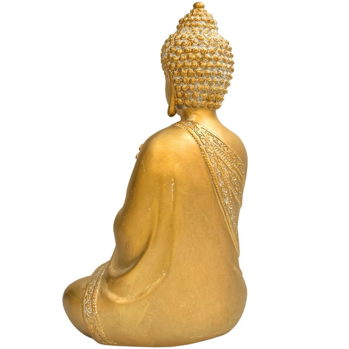 Wonderland Premium Golden Buddha Statue for Home Decor and Gifting | Decorative Showpiece for Living Room, Office, and Puja Room | Elegant Meditating Idol (Gold Finish)