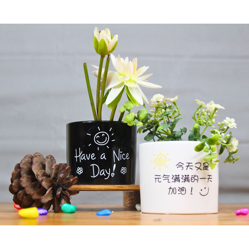 Ceramic Good Morning Print Pot For Garden Décor & Home décor -02