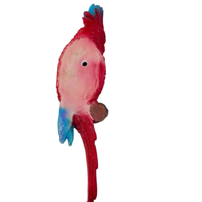 Wonderland Exotic Pink & Blue Macaw Parrot Figurine on Branch - Jungle Décor | Statue for Home and Garden décor