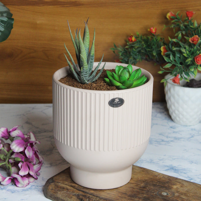 Wonderland pink  fluted ceramic pots for real plants