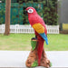 Scarlet Parrot statue,red yellow blue parrot figurine, tropical bird garden decor, resin outdoor sculpture, lifelike macaw on perch,vibrant patio accent