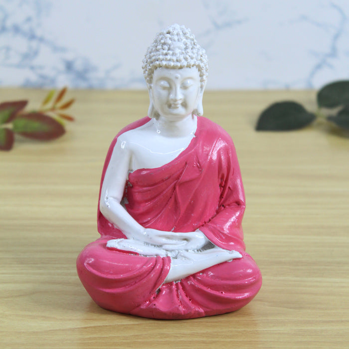 Wonderland 5 inch  Resin Pink Samadhi Buddha