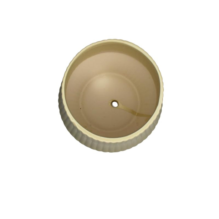 Ribbed Ceramic Planter, Cream Indoor Plant Pot for Home Decor