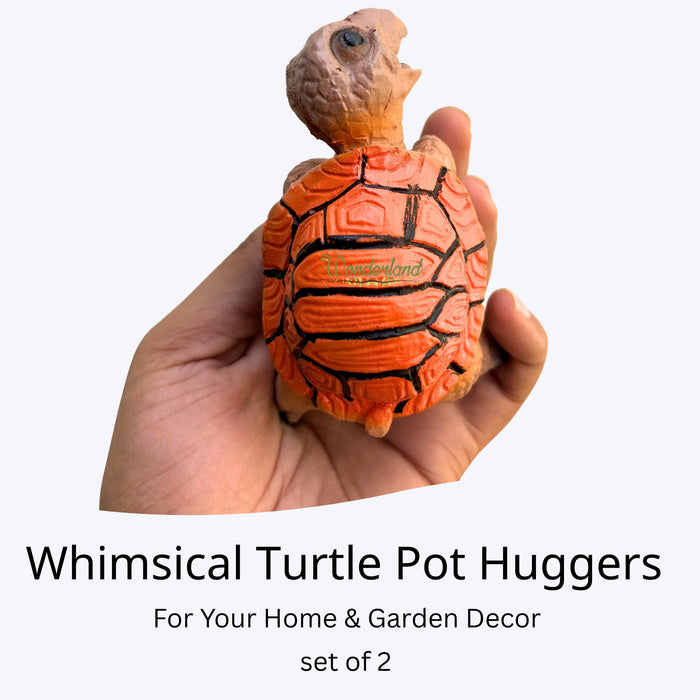 Wonderland Whimsical Climbing Turtle Pot Hangers – Set of 2 Decorative Resin Garden Statues for Planters, Flower Pots, and Vases – Weather-Resistant Outdoor & Indoor Decor