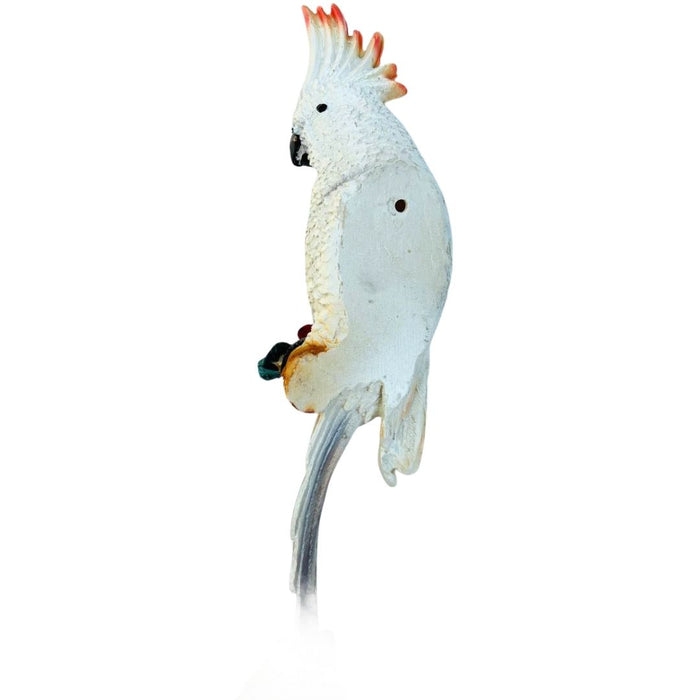 Wonderland Elegant White Parrot Garden Statue on Perch with Rose Accent | Figurine for Garden & Home decor
