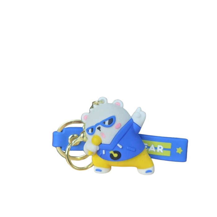 Wonderland Kawaii style ( set of 2) Rock Bear Performer Keychain Duo with bag holder