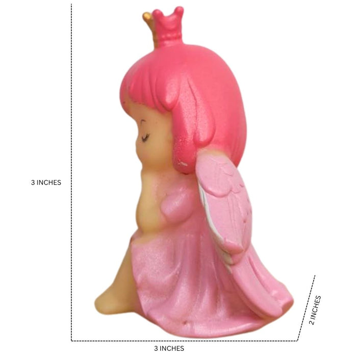 Wonderland Pink Angel Princess Cake Topper, Mini Fairy Figurine Decoration for Birthday Baby Shower Wedding Party Supplies, Cute Miniature Resin Ornament