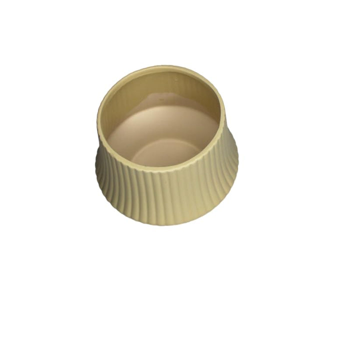 Ribbed Ceramic Planter, Cream Indoor Plant Pot for Home Decor