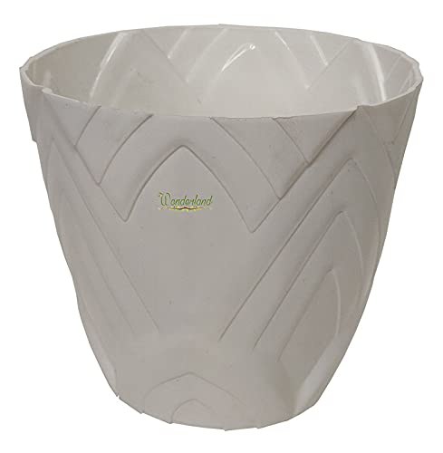 Set of 6 : White Lotus 10" PP/ PVC / High Quality Plastic Planter Pots for Home and Garden