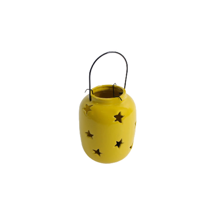 Wonderland Imported Ceramic hanging tea light lamp-Yellow