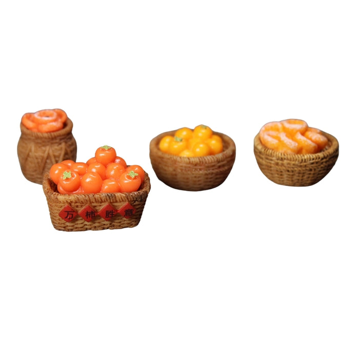 Wonderland (Set of 4 Artificial Persimmon Fruit & Sweets Candies with Baskets- Realistic Fruit for Decoration Display Props Mixed-04