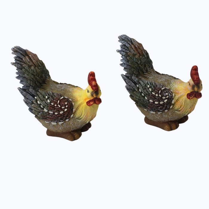 Wonderland 2 pieces Hens Roosters Figurines Terrarium Bonsai Garden Decor Rooster | Statues & Lawn Ornaments | Garden Decor | Yard, Garden & Outdoor Living