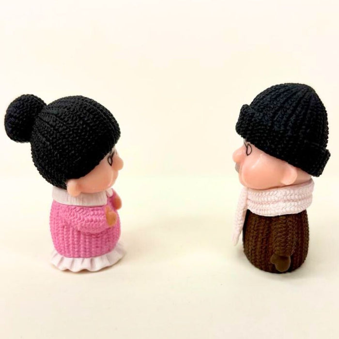 Wonderland Miniature Couple Set for miniature garden decor (bonsai , plant décor, miniature toys) (Old Couple in sweater) | DollHouse | Displays