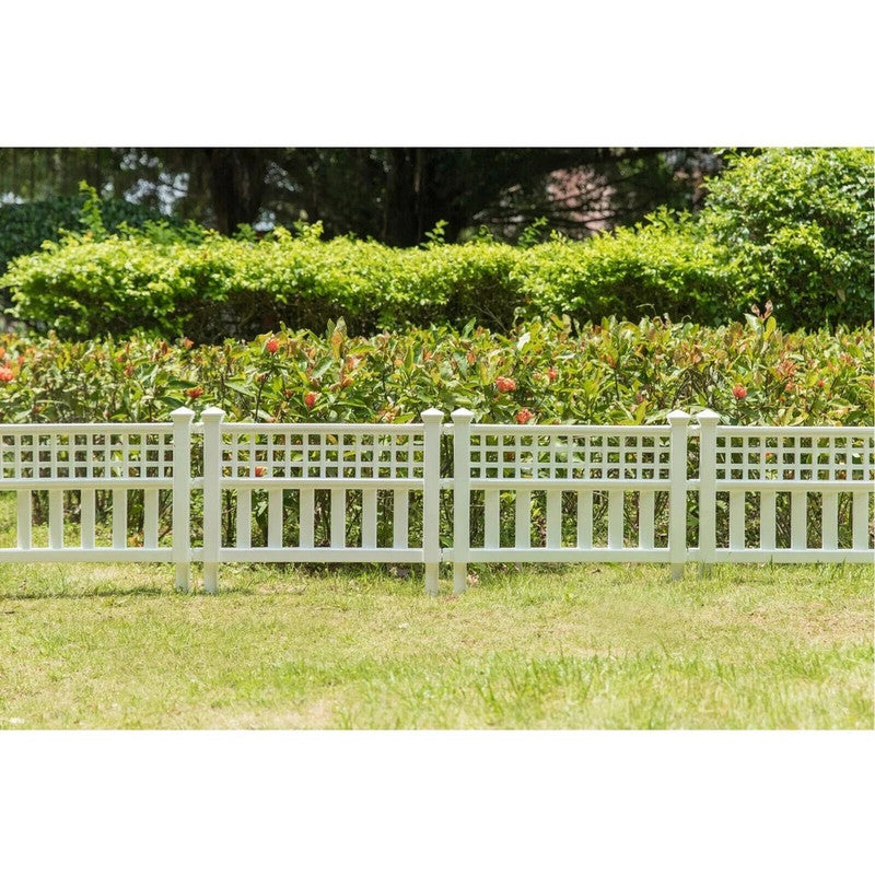 (Set of 6) 23 inch tall Decorative White Resin Garden Fence Panels|11.8 feet coverage