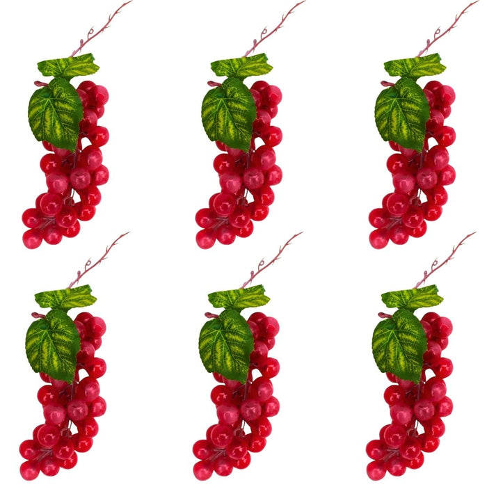 Wonderland set of 6-  6 pieces of Artificial Wine  Grapes Bunches| Lifelike Artificial Grapes| Fake Grape Bundle for Decoration, Home, Garden and dinning area