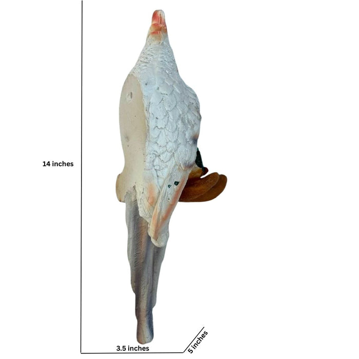Wonderland Elegant White Parrot Garden Statue on Perch with Rose Accent | Figurine for Garden & Home decor