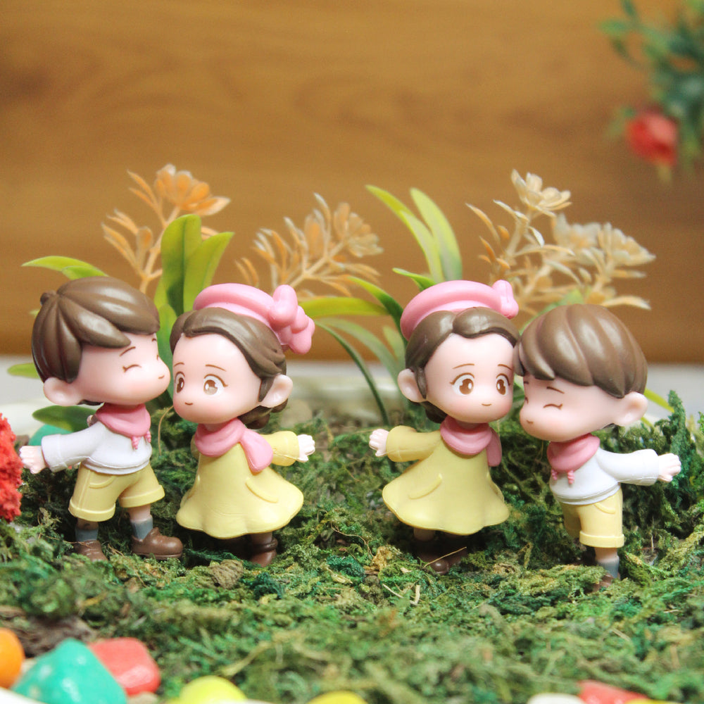 Imported Miniatures ( pack of 4 ) Romantic Couple Miniature | Shelf Décor | Miniature Figurine| Shelf Décor | Resin Home décor | Gift Items| Car Dashboard- Boy- 1x1x2, Girl- 1x1.2x2.2 inch