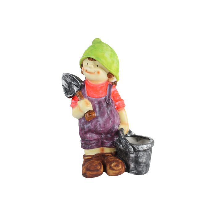Wonderland Resin Boy with Bucket & Spade Pot, Planter, planters, Container for Garden Decor, Home Decoration Items, Garden pots and planters, Balcony Decoration, Gift, Childrens Room Décor