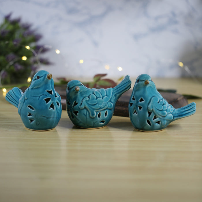 Wonderland Imported Sea green Ceramic Birds (Set of 3)