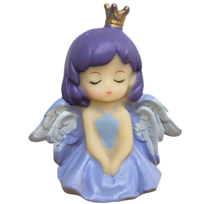 Wonderland Angel Princess Cake Topper - Purple Hair Crown Figurine | Baby Shower, First Birthday, Wedding, Christening Decoration