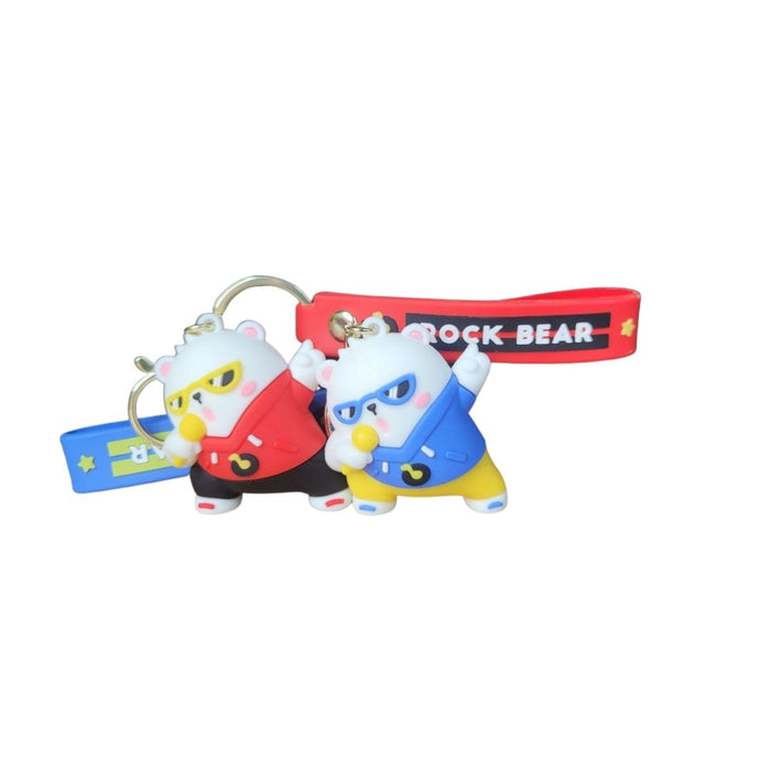 Wonderland Kawaii style ( set of 2) Rock Bear Performer Keychain Duo with bag holder