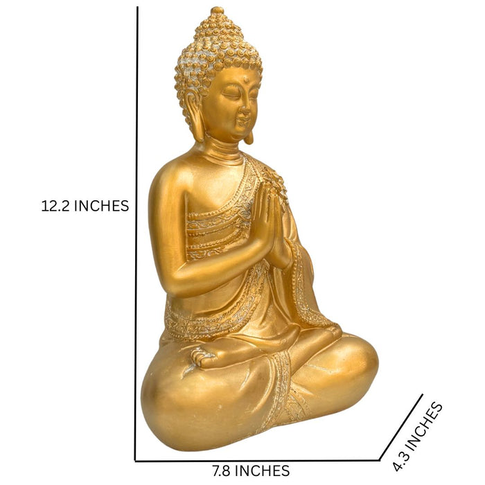 Wonderland Set of 3 Golden Sitting Buddha Statues – Decorative Zen Meditating Figurines for Home Decor, Yoga Studio, and Mindfulness