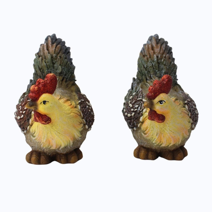 Wonderland 2 pieces Hens Roosters Figurines Terrarium Bonsai Garden Decor Rooster | Statues & Lawn Ornaments | Garden Decor | Yard, Garden & Outdoor Living
