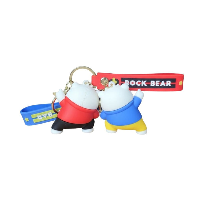 Wonderland Kawaii style ( set of 2) Rock Bear Performer Keychain Duo with bag holder