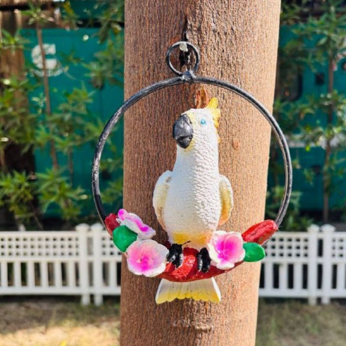 Wonderland Elegant White Bird Figurine on Floral Branch - Home Decor Statue