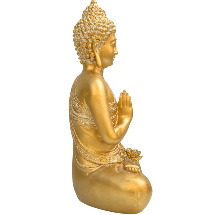 Wonderland Set of 3 Golden Sitting Buddha Statues – Decorative Zen Meditating Figurines for Home Decor, Yoga Studio, and Mindfulness