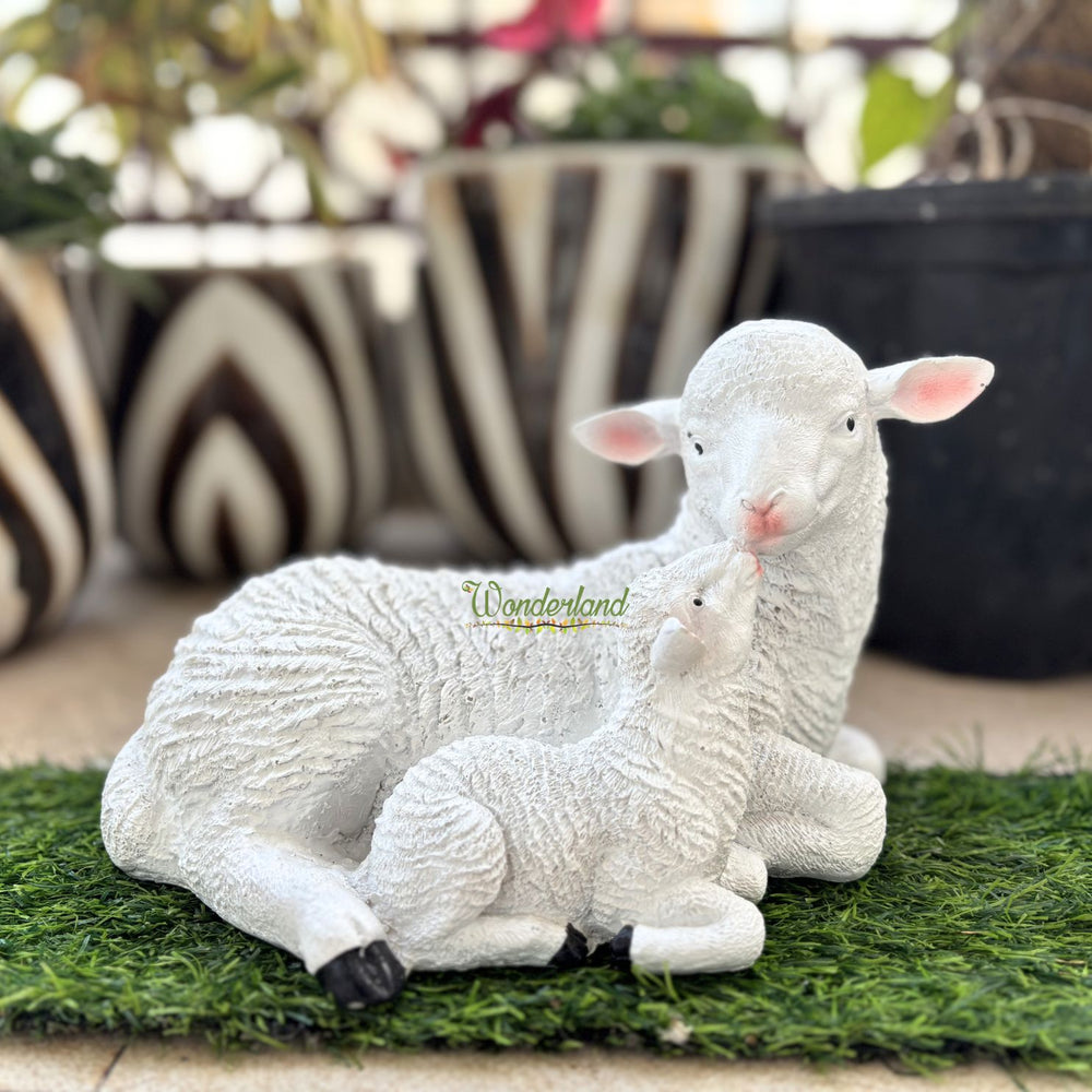 6 Inch Mother Sheep Statue for Garden Décor