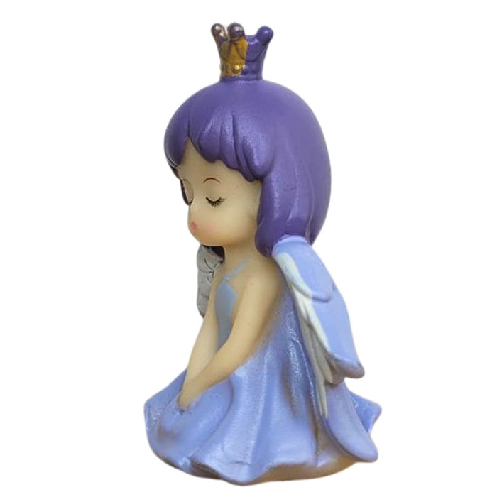 Wonderland Angel Princess Cake Topper - Purple Hair Crown Figurine | Baby Shower, First Birthday, Wedding, Christening Decoration