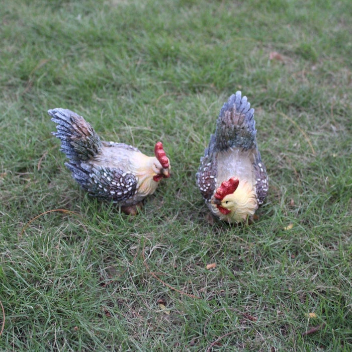 Wonderland 2 pieces Hens Roosters Figurines Terrarium Bonsai Garden Decor Rooster | Statues & Lawn Ornaments | Garden Decor | Yard, Garden & Outdoor Living